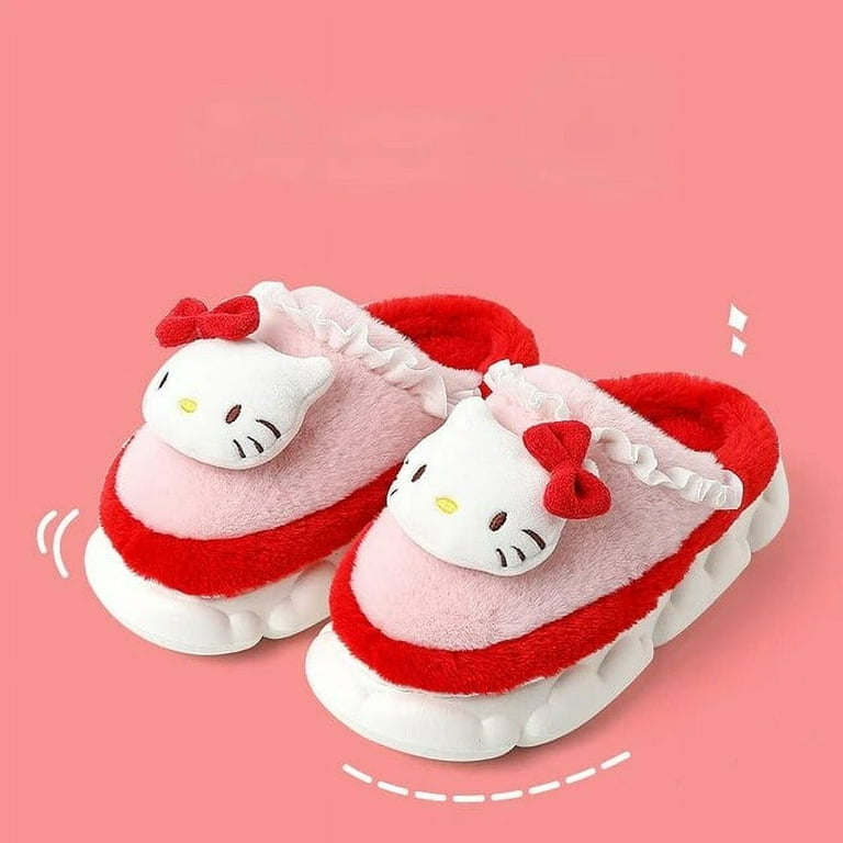 Sanrio Kawaii Home Slippers Hello Kitty Plush Cotton Women 2022