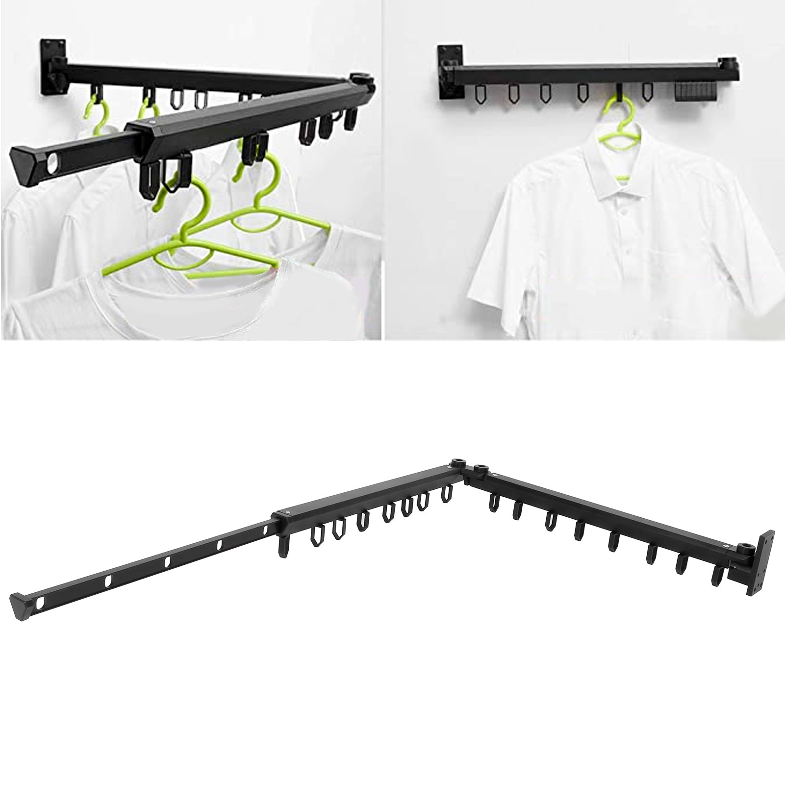 Buy Amonsee Wall Mounted Folding Clothes Hanger Adjustable Clothes