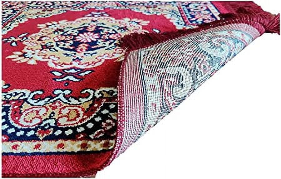 Polyester Fabric Red Meditation Prayer Mat (Approx. 24 x 24 Inch) Multi-Purpose Meditation Mat/Rug, Religious Spiritual Items, Home Aasan/Yoga/Meditation