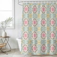 thumbnail image 6 of Pink Green Flowers Shower Curtain Set - Long 72" x 84" Washable Bathtub Curtain with 12 Hooks, Country Botanical Abstract Floral Patterned Waterproof Fabric Shower Curtains for Bathroom/Bathtub, 6 of 6