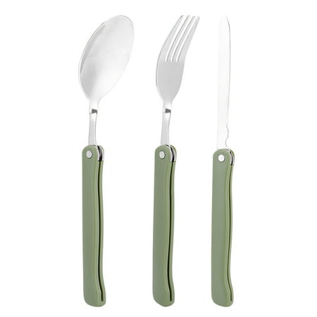 

Tebru Camping Spoon Outdoor Tableware Outdoor Stainless Steel Folding Fork Knife Spoon Tableware Set for Camping Picnic Travel