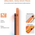 thumbnail image 4 of Liquid Silicone Case for iPhone 12, [Camera Protection] [Anti Fingerprint] [Wireless Charging] 4 Layer Phone Case Protective Cover, Built-in Microfiber Case Cover, 6.1", Orange, 4 of 14