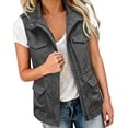 thumbnail image 6 of Women's Casual Cargo Vest Zip Up Sleeveless Drawstring Waist Utility Waistcoat Multi Pockets Outdoor Travel Layering Gilet Jacket Gray, 6 of 7