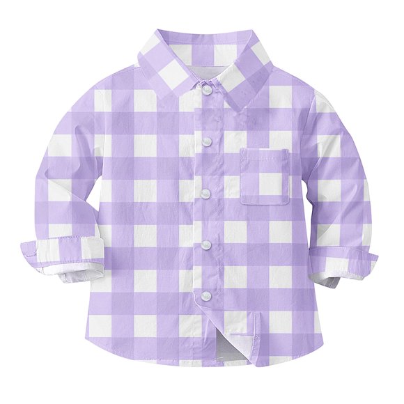Penkiiy Boys Girls Plaid Flannel Shirts Jacket Toddler Long Sleeve Button Down Kids Fall Outwear Clothes Tops 7 Years Purple