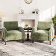 thumbnail image 5 of Romorgniz Mid Century Modern Accent Chair, Lounge Armchair with Extra Thick 6.3" Cushion & Side Pockets, Comfort Chair for Living Room, Bedroom, Apartment, Small Space, Forest Green, 5 of 9