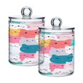 thumbnail image 7 of 4 Pack Qtip Holder Dispenser Glad Cat Face Clear Plastic Storage Apothecary Jars for Cotton Swabs Balls Pads Floss, 7 of 7