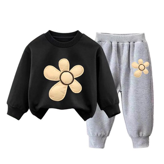 Toddler Baby Girls Sunflower Clothes Set Long Sleeve Top and Pants 2pcs Outfits Fall Clothes 1-10 Years