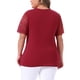 thumbnail image 3 of Blusa elegante de manga corta de encaje con cuello en V para mujer de tallas grandes Agnes Orinda, tunic ribeteada de punto, 2X, burdeos, 3 of 7