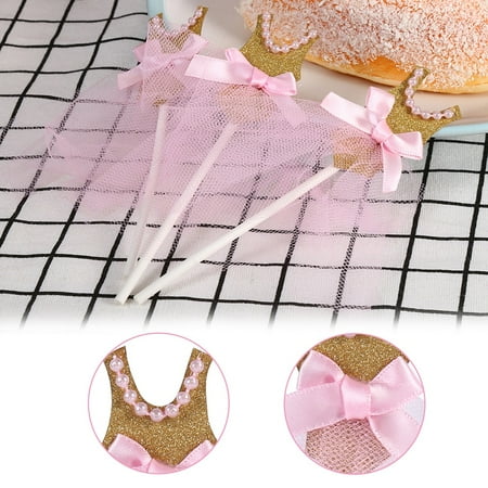 Pink Ladybug Cupcake Toppers HERCHR 10pcs Ballet Ballerina Tutu Dress Girls Dessert Decorative Muffin Cupcake Toppers Glitter Skirt Decoration for Kids Picnic Wedding Baby Shower Birthday Themed Party ()