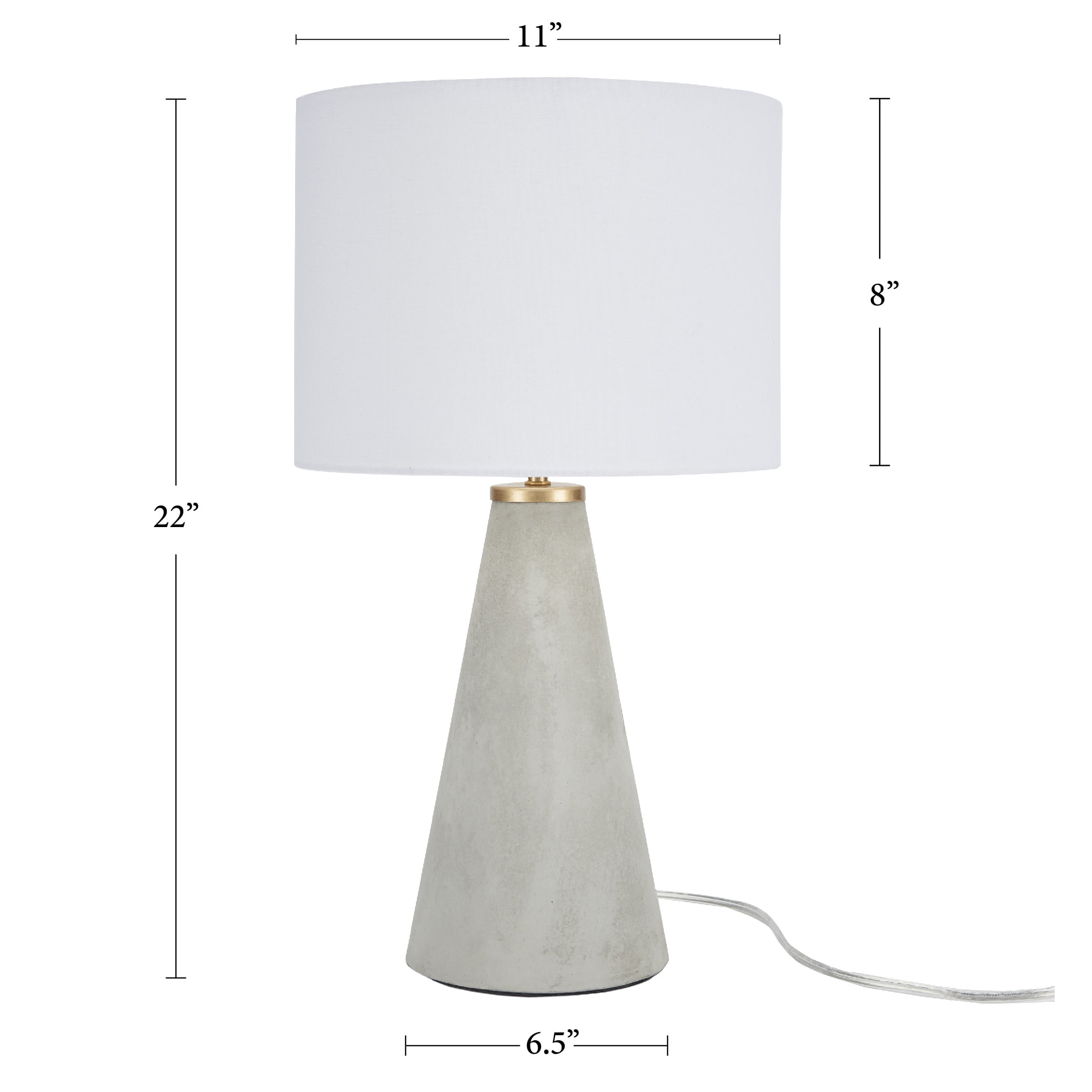Nourison 22" Light Grey Natural Concrete Table Lamp, Modern, Contemporary, Industrial, Transitional for Bedroom, Living Room, Office, Side Table, Coffee Table