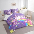 thumbnail image 4 of Homewish Dreamy Purple Unicorn Twin Bedding Sets 7-Piece, Cartoon Stars Rainbow Bedding Comforter Set, Kawaii Cute Animal Sheet Sets, Microfiber Bedroom Decor, 4 of 8
