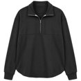 thumbnail image 3 of cocolona Tunic Sweatshirts for Women Long Sleeve Lapel Half Zip Pullover Tops Casual Loose Curved Hem Workout Sweatshirts, 3 of 7