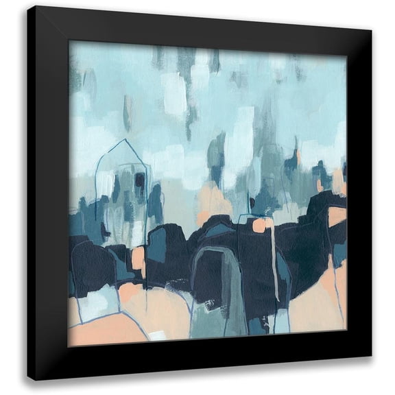 Vess, June Erica 12x12 Black Modern Framed Museum Art Print Titled - Abstracted Indigo Skyline II