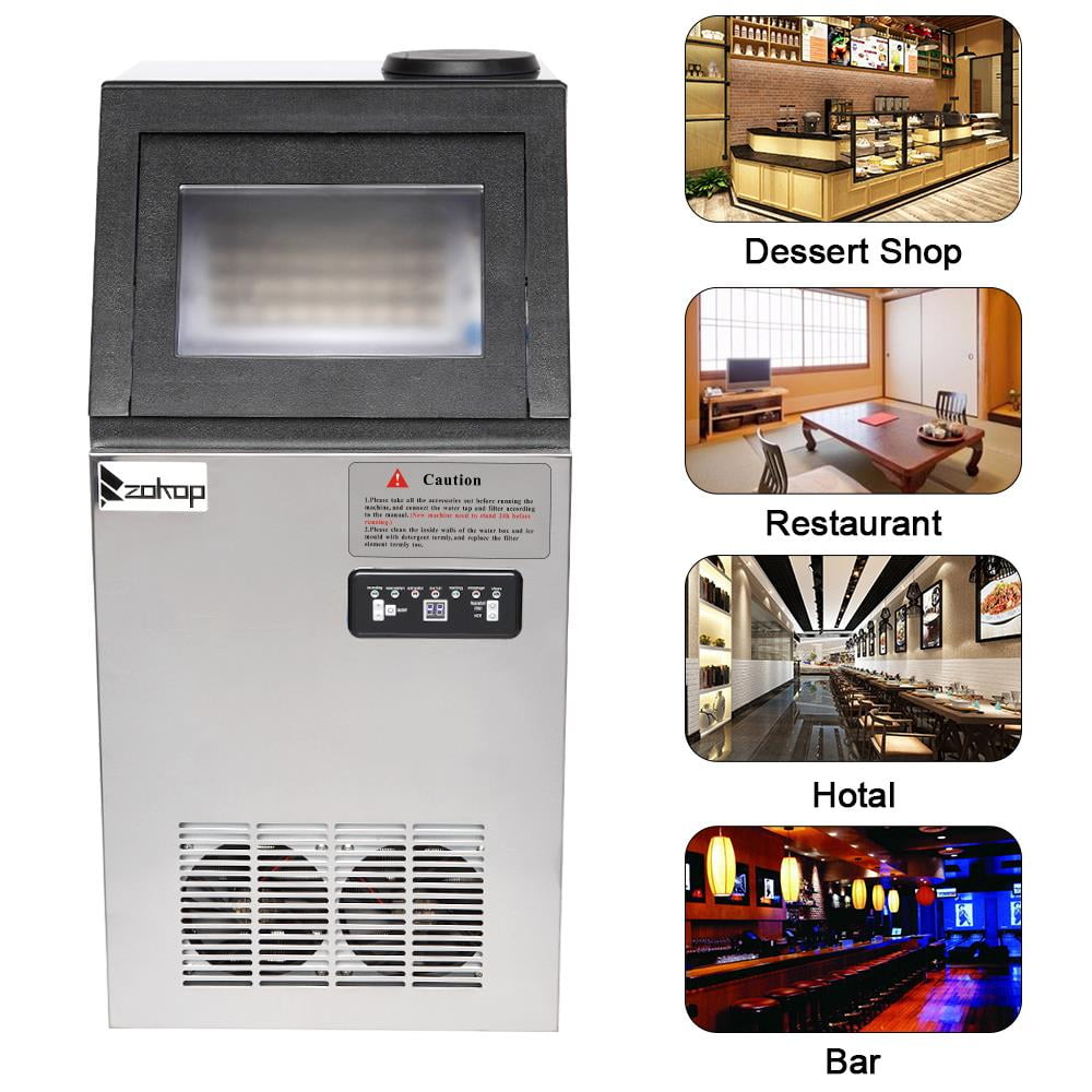 UBesGoo Commercial Ice Maker, 110LBS/24H Automatic Freestanding Ice Machine