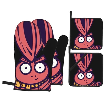 Crazy Rabbit Animal Oven Mitts And Pot Holders Sets Baking Sets For Kitchen Bbq Gloves Heat Resistant Cooking Hip Hop 4 Pcs