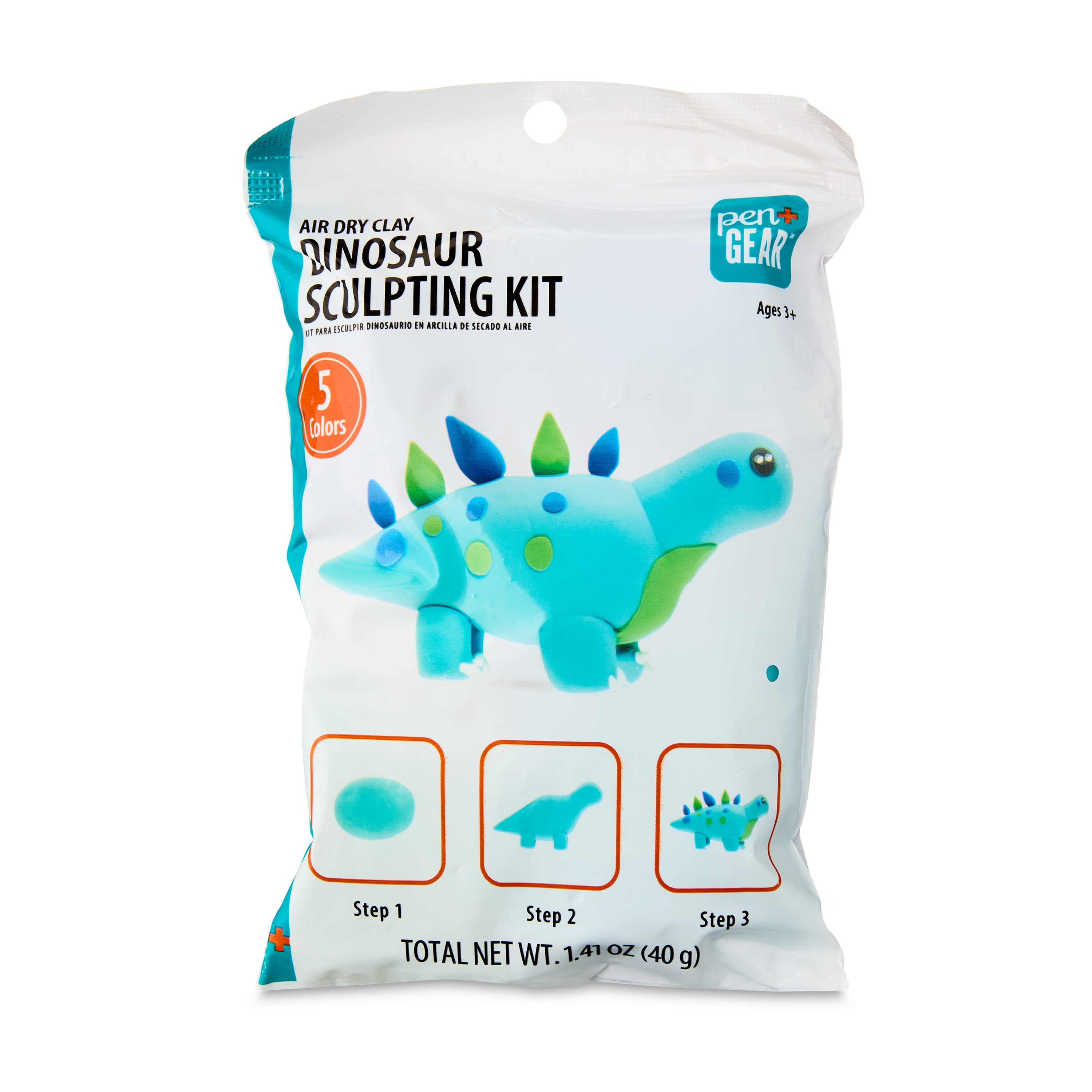 Pen+Gear Air Dry Clay Sculpting Kit, Blue Dinosaur, Includes 5