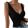 thumbnail image 1 of Top con cordón frontal para mujer, Top de punto con cordón, Top con cuello en V con cordón de moda, Top de punto sin mangas para mujer, confiable y duradero, 1 of 6