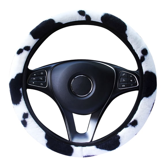 MELIVO Steering Wheel Covers for Car, Cows Print Car Steering Wheel Cover for Women Men, Universal 15 Inches Car Accessories (Black)
