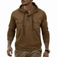 thumbnail image 4 of Handshe Men's Hooded Pullover Shirt, Solid Color Button-Up Long Sleeve with Two Pockets, Casual Outdoor Wear and Daily Apparel,Plus Size, 4 of 6