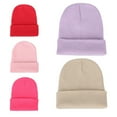 thumbnail image 4 of Men Women Solid Color Warm Woolen Knitted Cap Fluorescent Cuffed Beanie Hat, 4 of 8