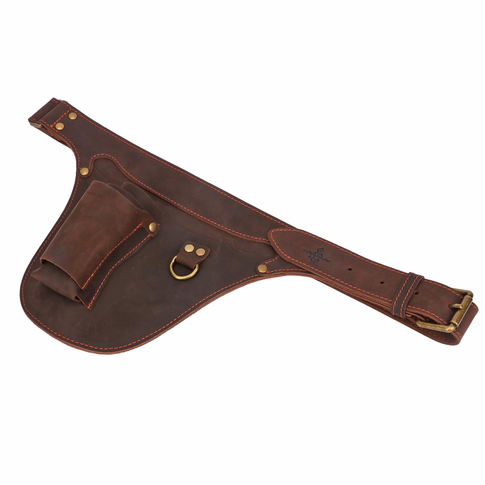 TOURBON Leather Florists Tool Belt Bag Gardener Electrician Carpenter Tools Carrier with 3 Pockets Brown