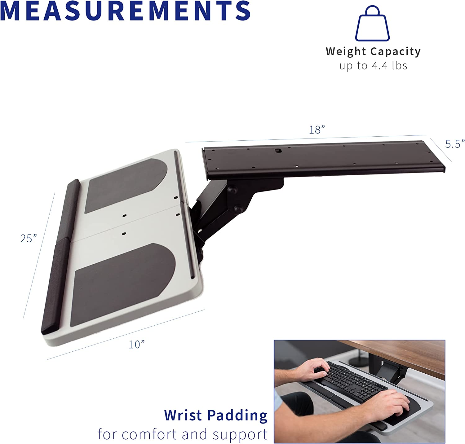 Adjustable Under Desk Keyboard Tray with Mouse Platform - Ergonomic Mount for Office Computer Setup