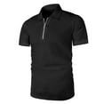 thumbnail image 3 of Bibifish Mens Zip Up Polo Shirt Collar Waffle Knit Lightweight Stretch Tshirts Breathable Wrinkle Resistant Undershirt Business Casual Daily Wear Tops, 3 of 5