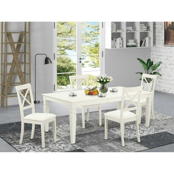 East West Furniture Dining Room Set Linen White, LGBO5-LWH-LC