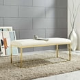 thumbnail image 5 of Modern Deco Contemporary Urban Design Living Room Lounge Club Lobby Accent Chair Bench, Velvet Fabric Metal Steel, Gold Ivory, 5 of 5