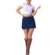 thumbnail image 2 of FALDA DE DENIM MINI A-LINE DE CINTURA ALTA CON RANURA LATERAL PARA MUJERES INSPIRE CHIC M AZUL OSCURO, 2 of 6