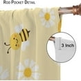 thumbnail image 6 of Bee Curtain Cute Bees White Flowers Pattern for Kids Room Decoration Blackout Print Rod Pocket Window Drapes for Bedroom Living Room 52x84in, 6 of 6