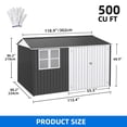 thumbnail image 6 of Dextrus 10' x 8' Outdoor Storage Shed, Waterproof Metal Shed with Windows, Lockable Doors Gray/White, 6 of 7