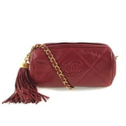 Pre-Owned CHANEL Chanel chain shoulder matelasse lambskin red ladies bag (Fair)