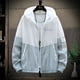 thumbnail image 3 of Abrigos de piel ultraligeros con protección solar UV para hombre, chaqueta cortavientos con capucha de gran tamaño, prendas de vestir casuales a rayas, chaquetas de motocicleta, 3 of 5