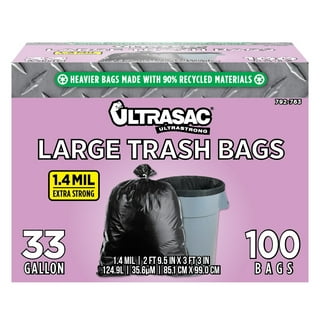 Aluf Plastics Lawn and Leaf Bags by Ultrasac - 39 Gallon Garbage Bags (Huge  100 Pack/w Ties) 33 x 43 Heavy Duty Industrial Yard Waste Bag