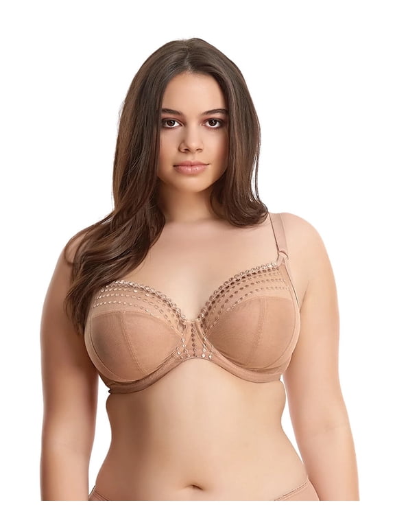 elomi women's plus-size matilda underwire plunge bra, cafe au lait, 38f