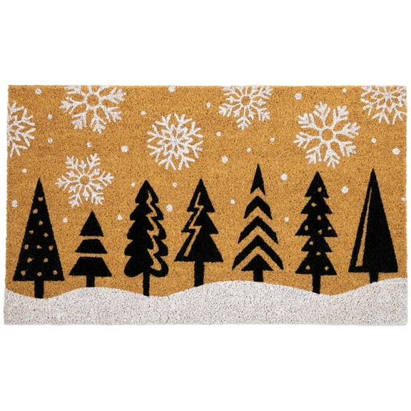 Northlight Trees and Snowflakes Natural Coir Christmas Outdoor Doormat 18" x 30"