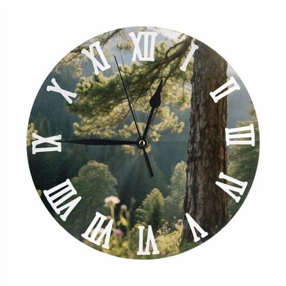 Zhmjortal Wall Clock, Tree Pattern Wall Clock Silent Non-Ticking Battery Operated Clock 10 Inch, Home Decor for Living Room, Kitchen, Bedroom and Office