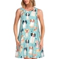 thumbnail image 1 of Balery Colorful Dog Vestidos de verano para mujer con estampado: vestido holgado sin mangas, vestido playero informal y cómodo para días calurosos., 1 of 7