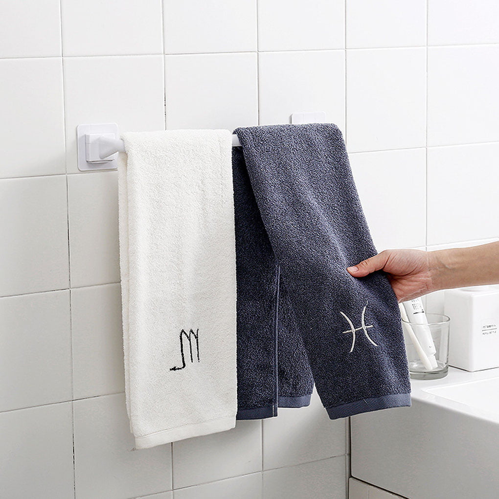 Lidahaotin Self Adhesive Towel Rod Towel Bar Stick rack,Adhesive towel on Wall Bath Towel Holder Rail Rack Kitchen Bathroom White 34cm