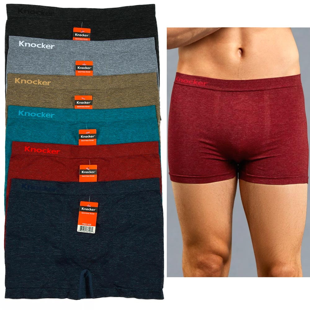 6 Mens Microfiber Boxer Briefs Underwear Seamless Compression Knocker One Size ! 
