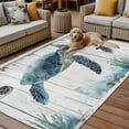 thumbnail image 2 of Fsddascl Sea Turtle Teal Blue Outdoor Rug for Patio/Deck/Porch, Non-Slip Large Area Rug 5 x 8 Ft, Summer Coastal Ocean Wood Grain Indoor Outdoor Rugs Washable Area Rugs, Camping Rug Carpet, 2 of 5