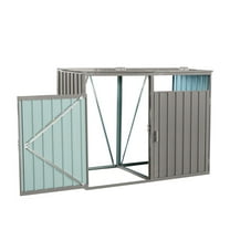 Garbage Bin Shed Stores 2 Trash Cans Metal Outdoor Bin Shed for Garbage Storage,rust-proof and scratch- resistant,Stainless Galvanized Steel, Bin Shed for Garden Yard Lawn,Grey