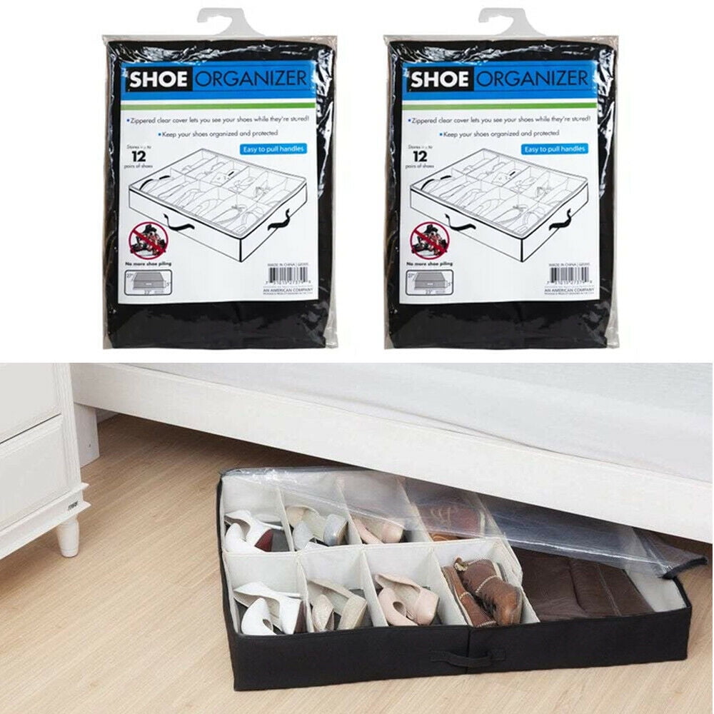 2 Pack 24 Pairs Under The Bed Shoe Organizer Keep Your Shoes Organized