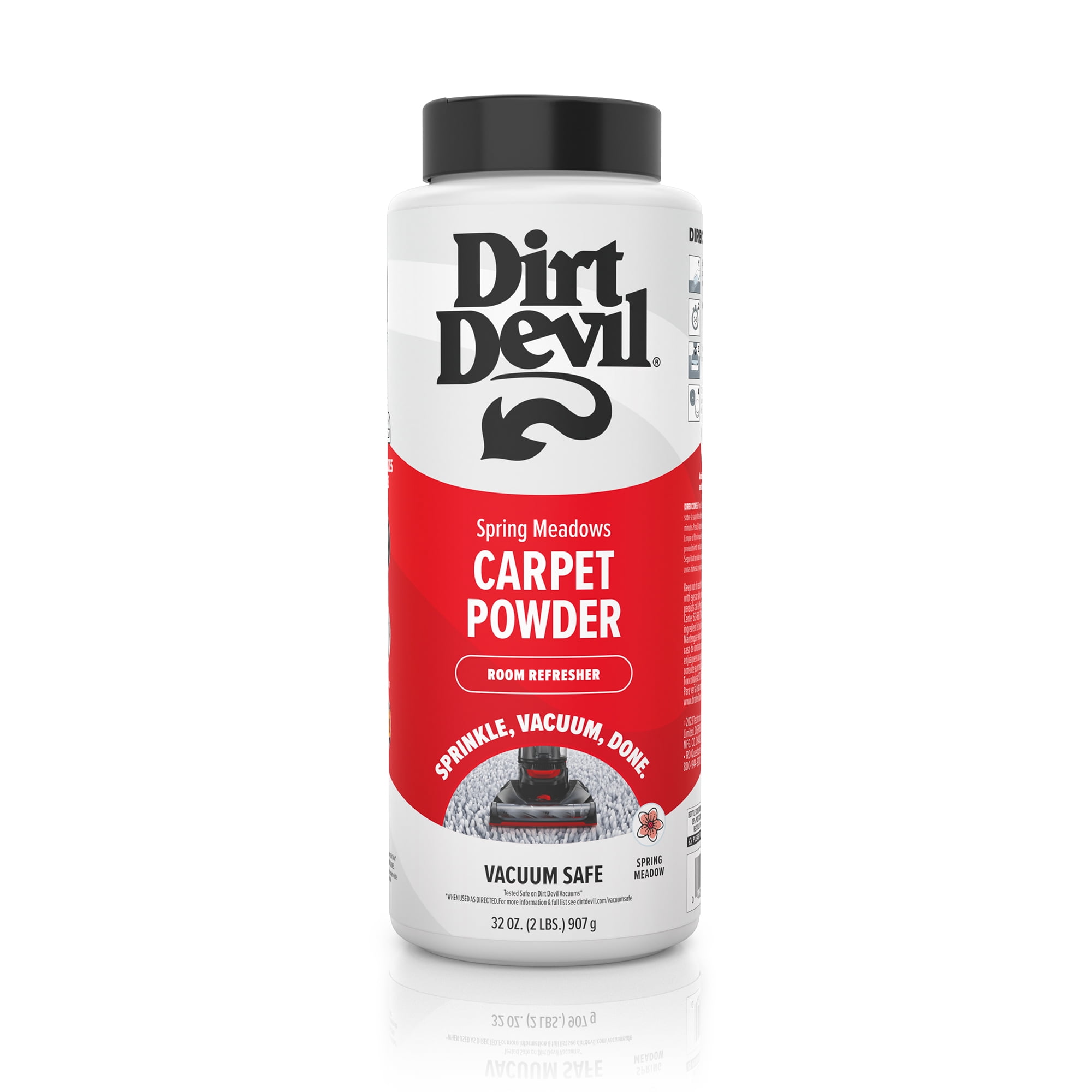 Dirt Devil Fresh Room Refresher Carpet Powder, Spring Meadows Scent, for Carpet, Rugs, and Upholstery, Vacuum Safe, Odor Eliminator, AD31210, 32oz.