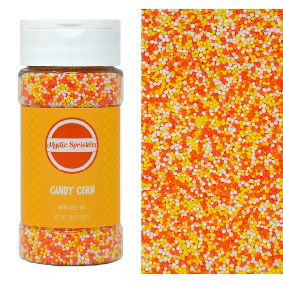 Mystic Sprinkles Candy Corn Nonpareils Mix 3.8 Ounce Bottle