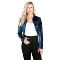 thumbnail image 3 of Fashion Secrets Women's Collarless Velvet Velour Bolero Shrug Cardigan (X-Large, Navy), 3 of 4