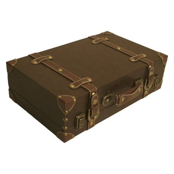Wald Imports 70012-MD Faux Leather Suitcase, Brown