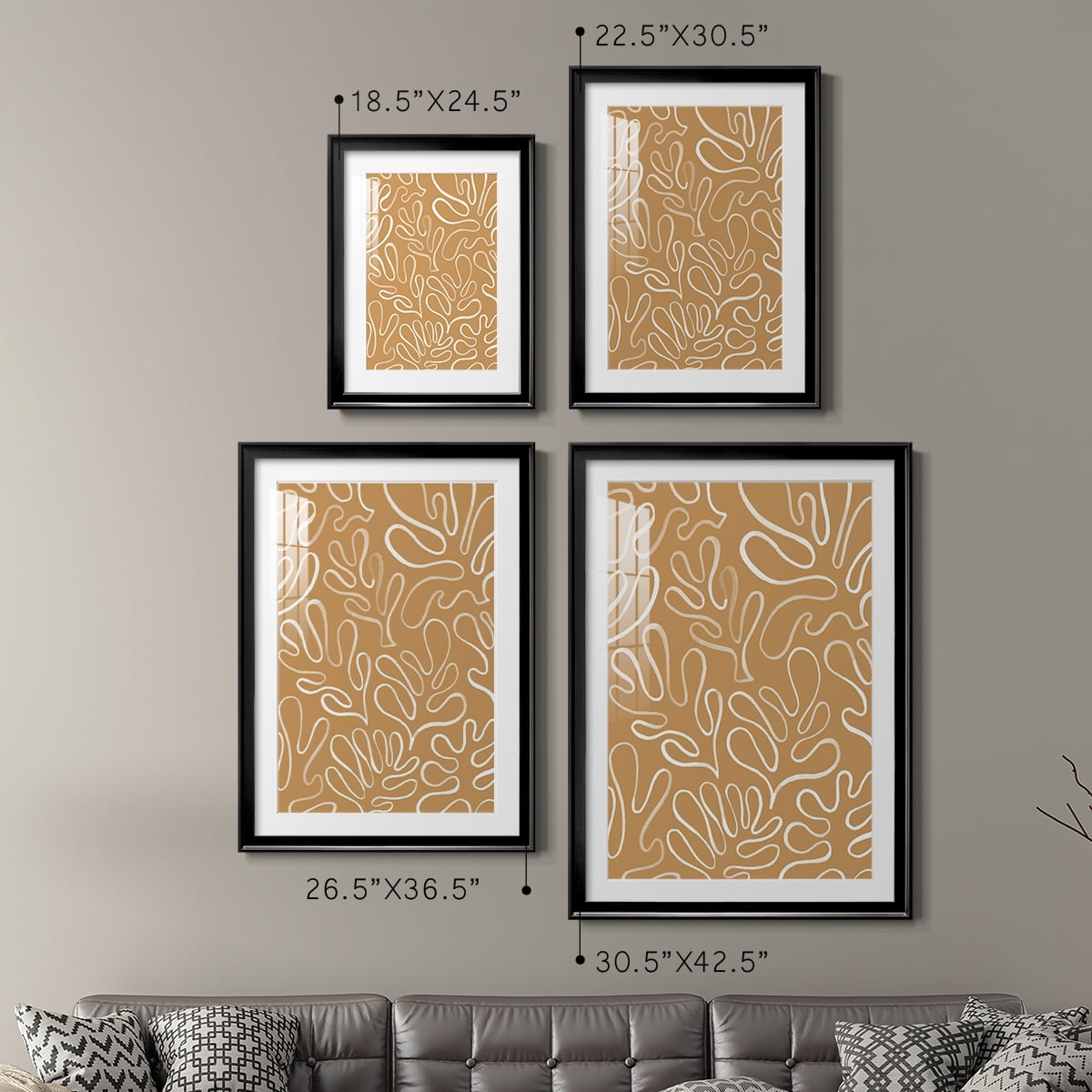 Wexford Home Matisse Pieces I Premium Framed Print, 30.5" x 42.5" - Ready to Hang, Black (Set of 2)