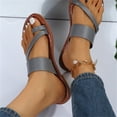 thumbnail image 5 of ZTTD Fashion Summer Women Sandals Flat Lightweight Open Toe Comfortable Thong Solid Color Casual Beach Gray, 5 of 9